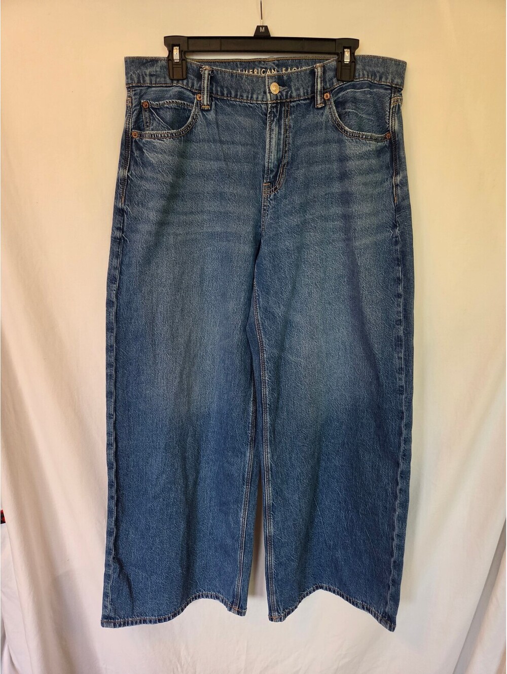 American Eagle Strigid Wide Leg Regular Fit Blue Denim Jeans Size 10